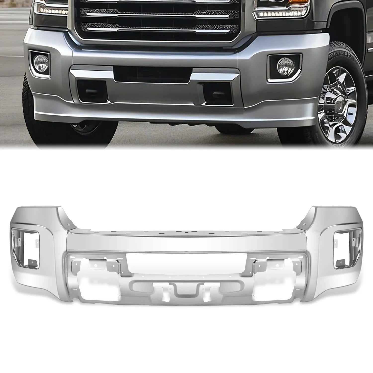 Modular Style Front Bumper w/o Parking Sensor Holes 15-19 GMC Sierra 2500 3500 HD