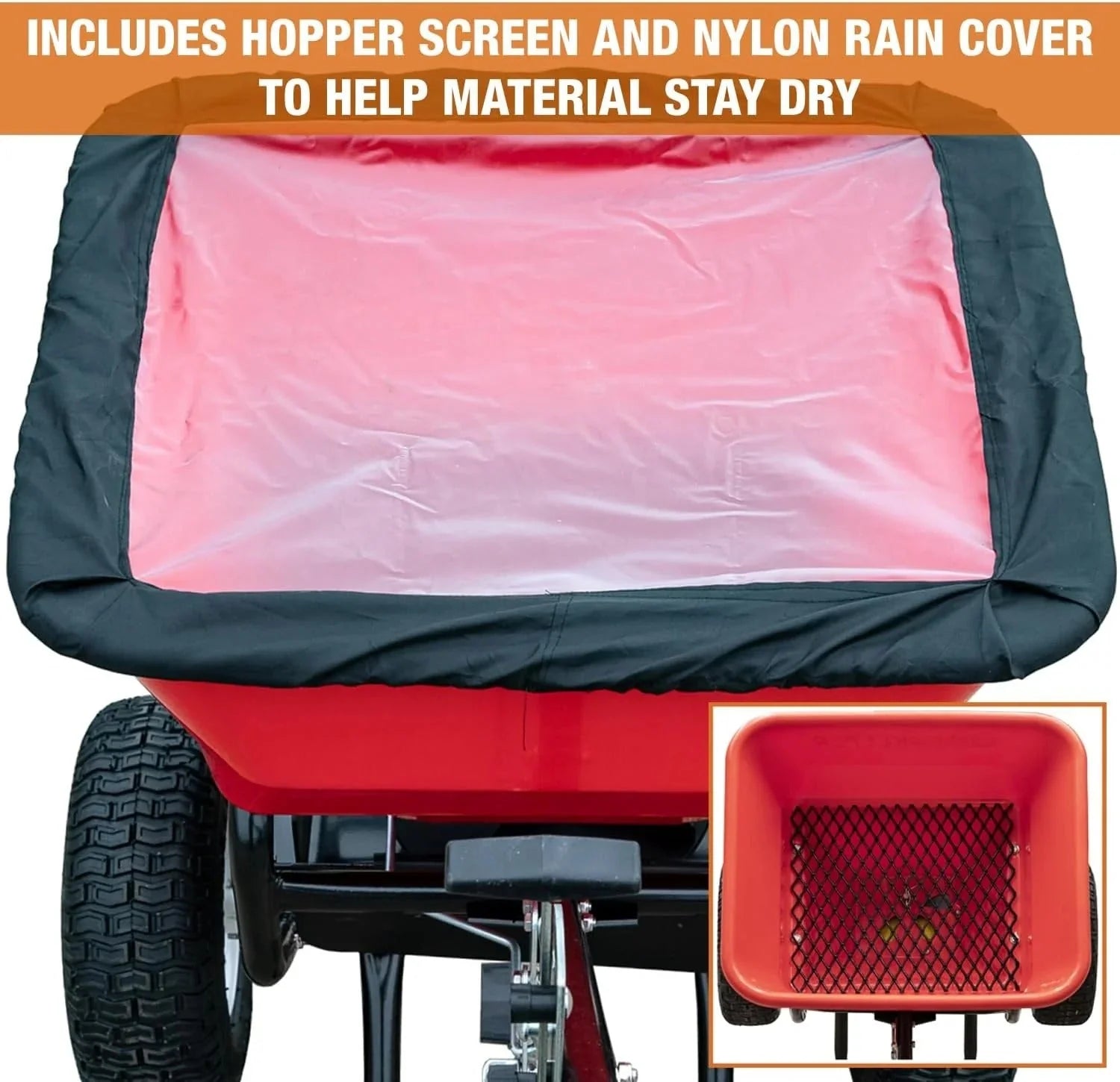 2026 Multi-purpose push-along spreader, 100 lb capacity, versatile tool for lawn seed, salt, de-icer, fertilizer and seeds