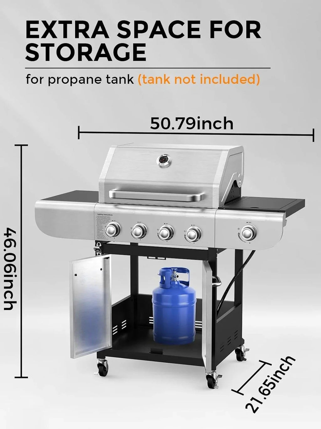 2026 4-Burner BBQ Propane Gas Grill, 44000 BTU