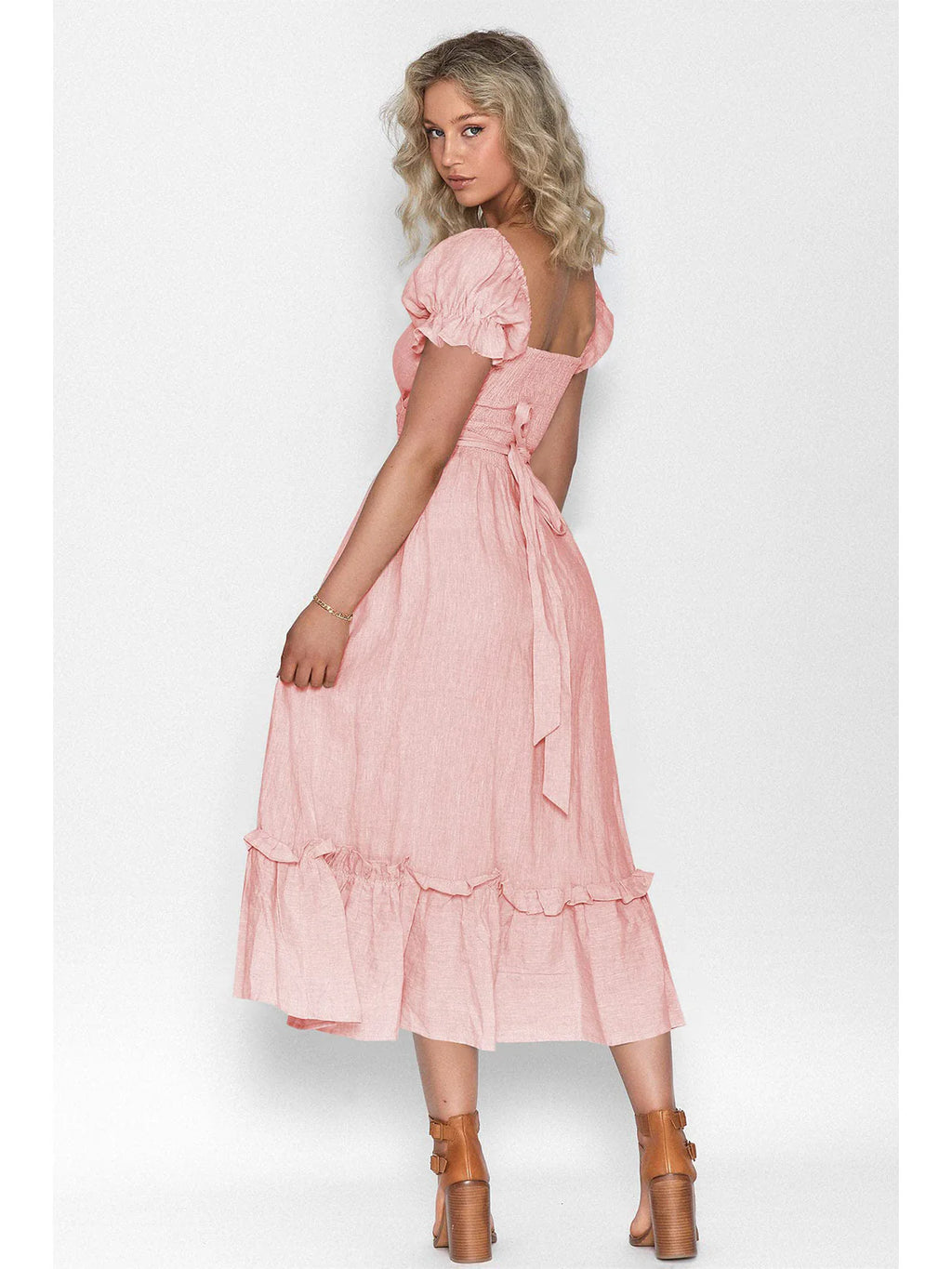 2026 Boho Tie-Waist Homecoming Dress