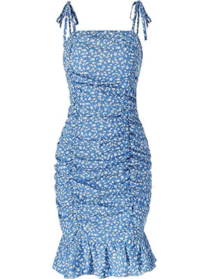 2026 Ruffled Pleated Floral Dress