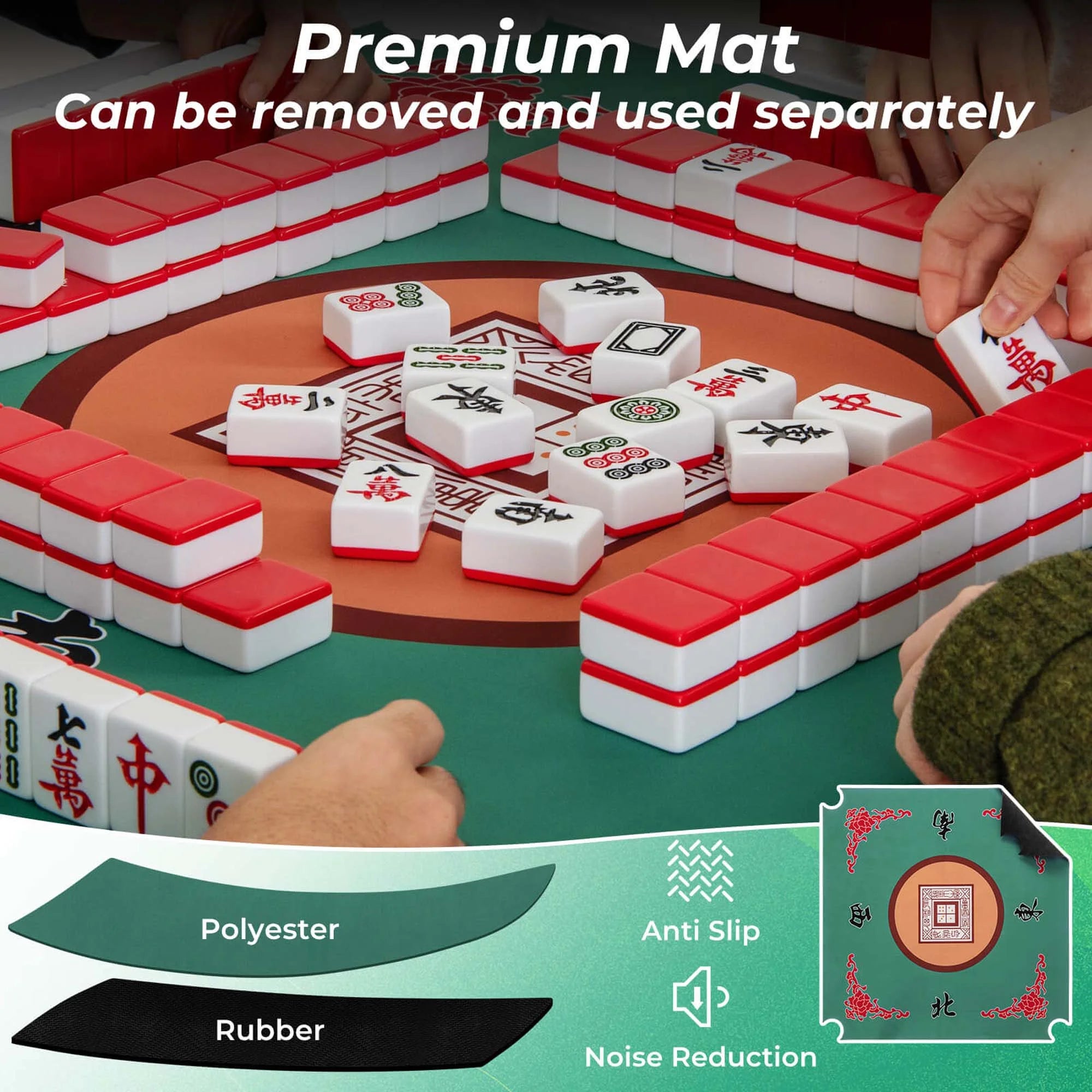 2026 Costway 35" Folding Mahjong Table with Cup Holders & Smooth Felt Mat Carrying Handle Green