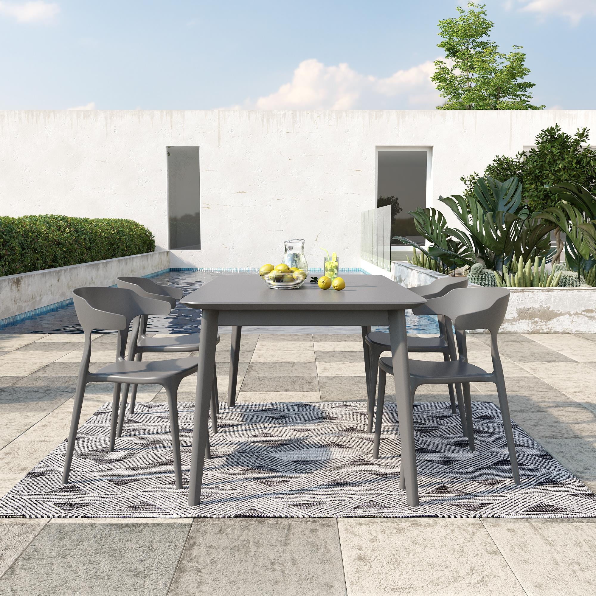 2026 Novogratz Poolside Collection, Felix Stacking Dining Chairs, Indoor/Outdoor, 4-Pack, Charcoal