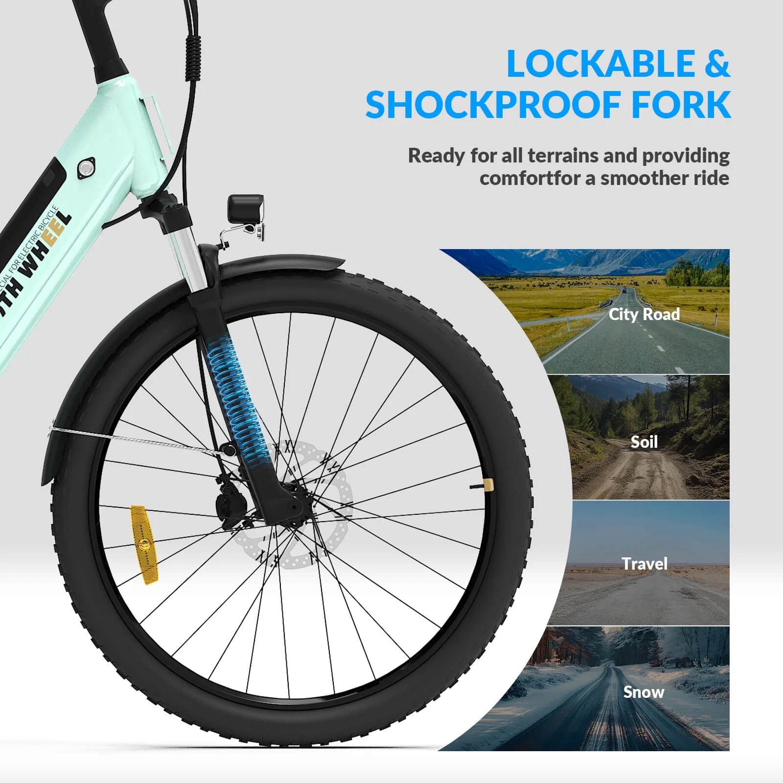 2026 5TH WHEEL Electric Bike for Adult with 350W Motor, W18B 26" EBike with 36V 10.4Ah Removable Battery Ebike, Electric Bicycle with 7 Speed, UL2849