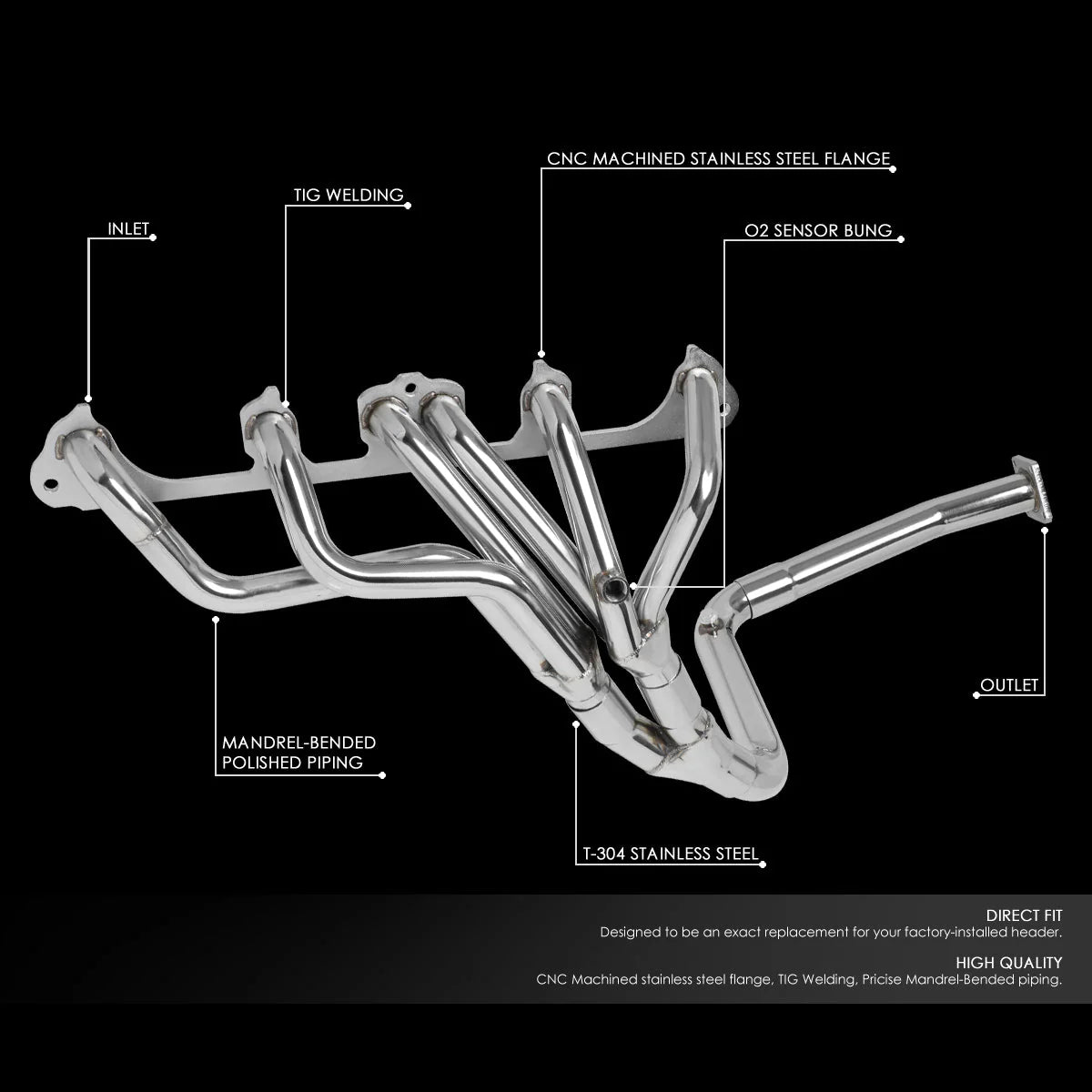 87-93 Jeep Cherokee Wagoneer 4.0L I6 Tri-Y Exhaust Header - Stainless Steel