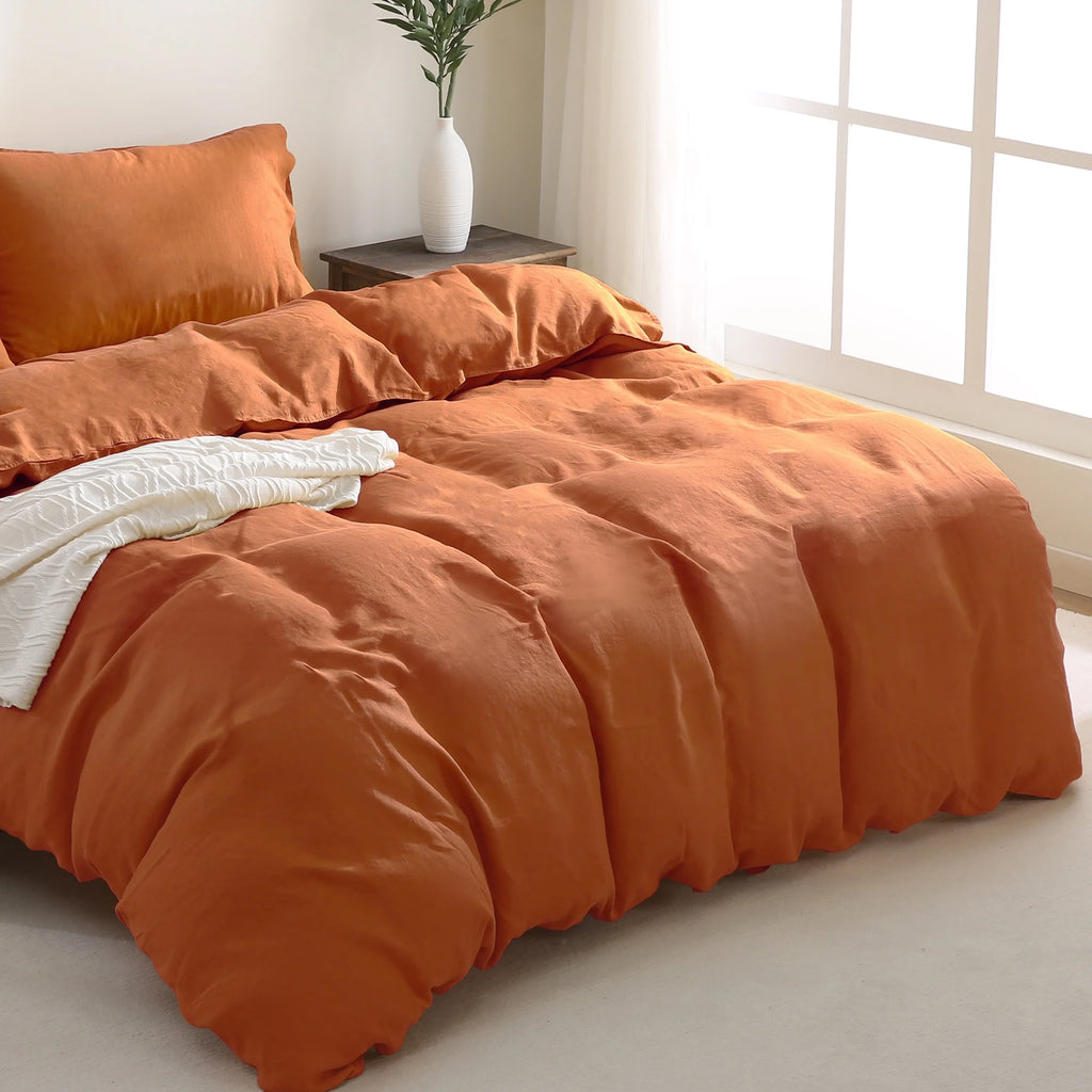 2026 100% Pure Linen Duvet Cover with Button Closure and Corner Ties Soft & Breathable - Natural Full/Queen