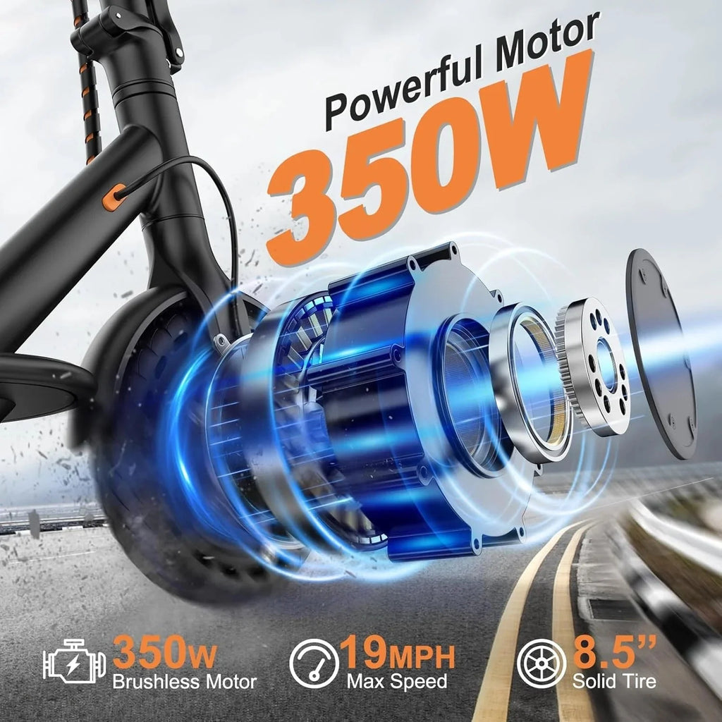 2026 Electric scooter, 350W/500W powerful motor, 8.5"/10" solid rubber tires, 19/22 mph, 28/21/12 mile range, dual brakes