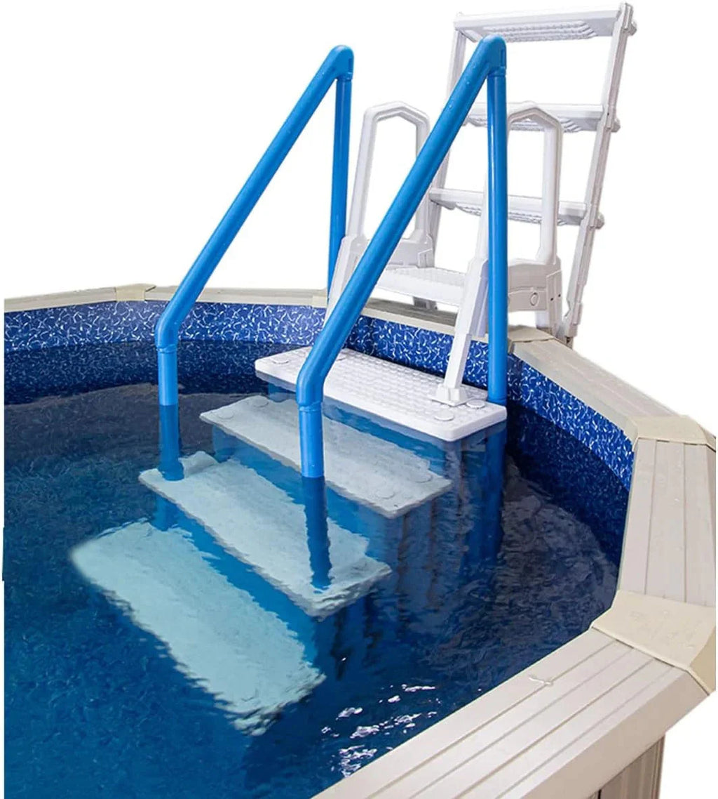 2026 Non-slip pool entrance steps | Gray | Suitable for above-ground pools | Can be installed on patios with a height of 122 to 137 cm | Maximum load capacity 136 kg