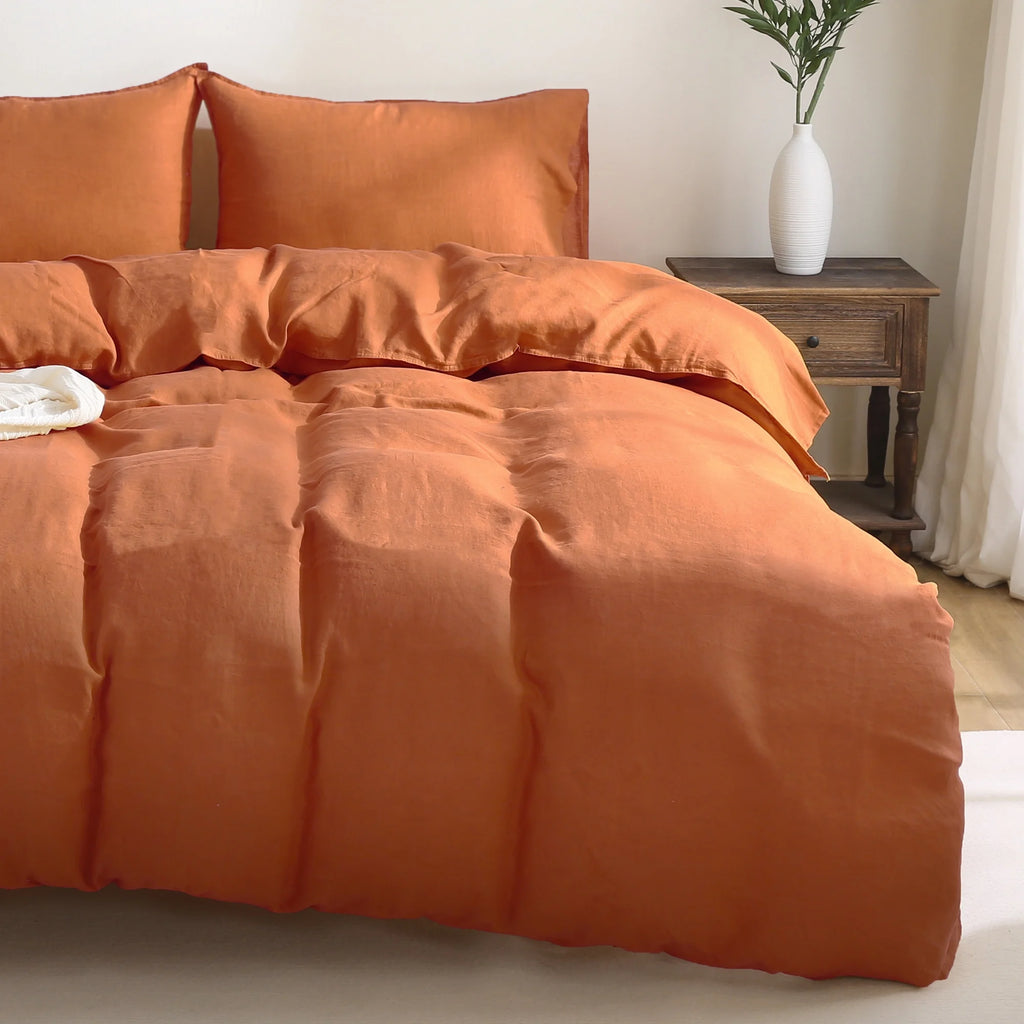 2026 100% Pure Linen Duvet Cover with Button Closure and Corner Ties Soft & Breathable - Natural Full/Queen