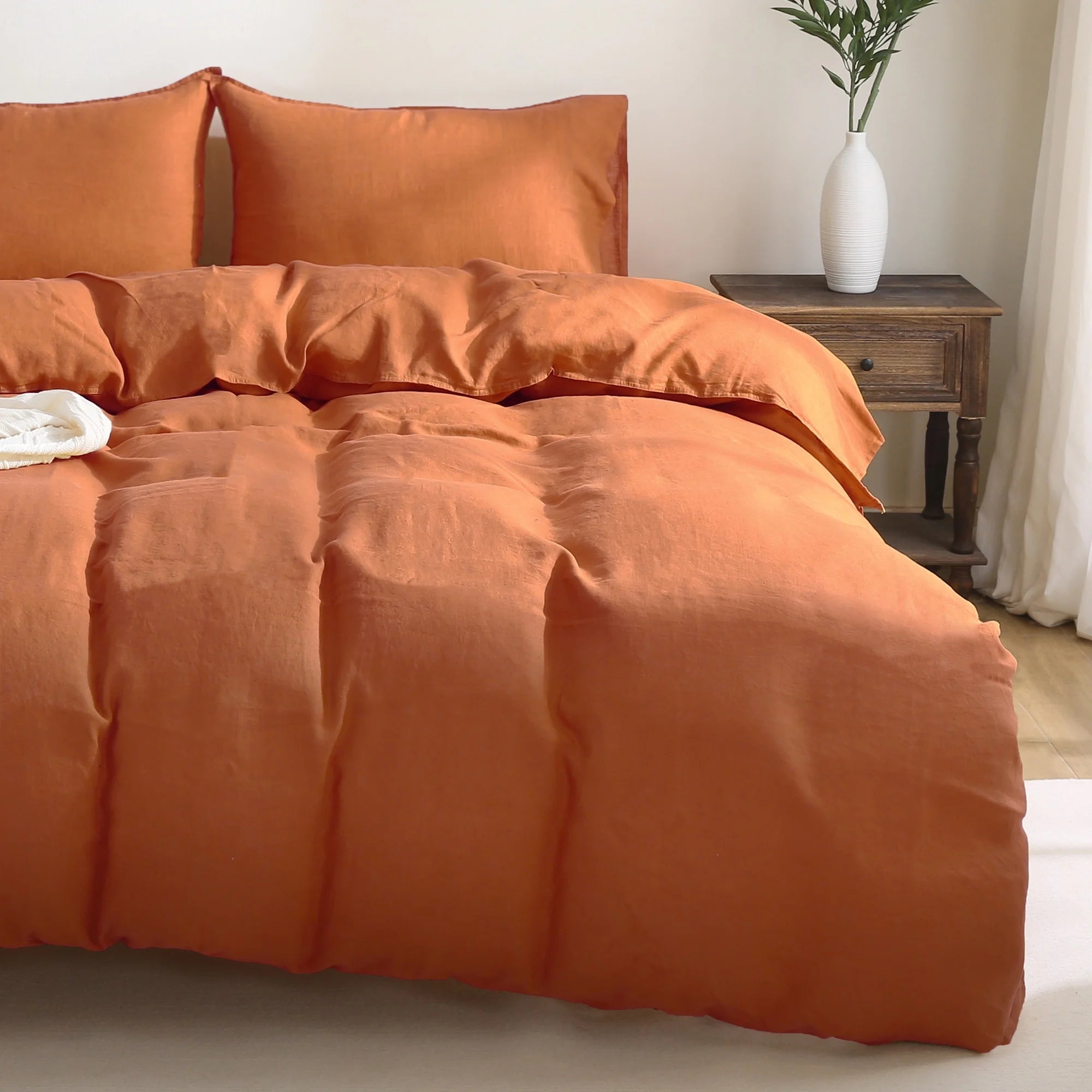 2026 100% Pure Linen Duvet Cover with Button Closure and Corner Ties Soft & Breathable - Natural Full/Queen
