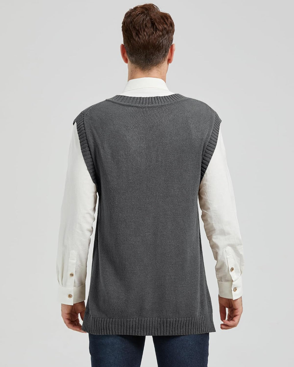 CALSUZ Men's Vest Knitted V Neck Sleeveless Pullover Sweaters