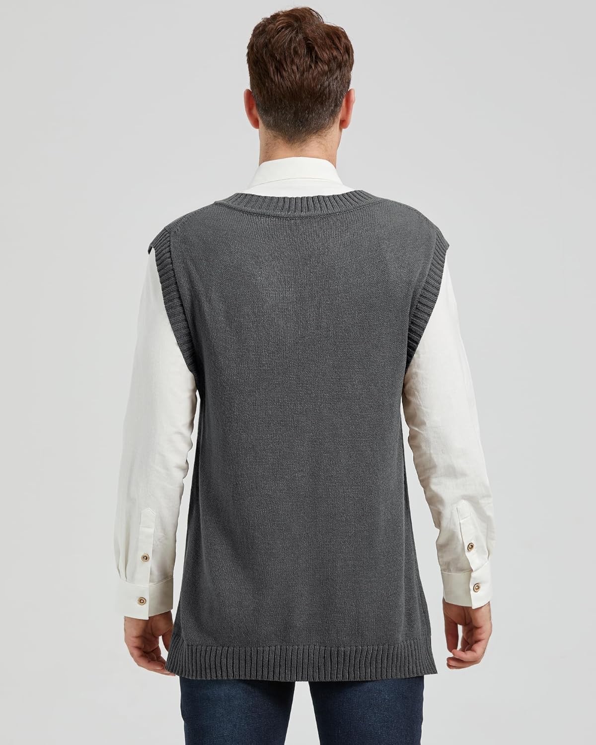 CALSUZ Men's Vest Knitted V Neck Sleeveless Pullover Sweaters