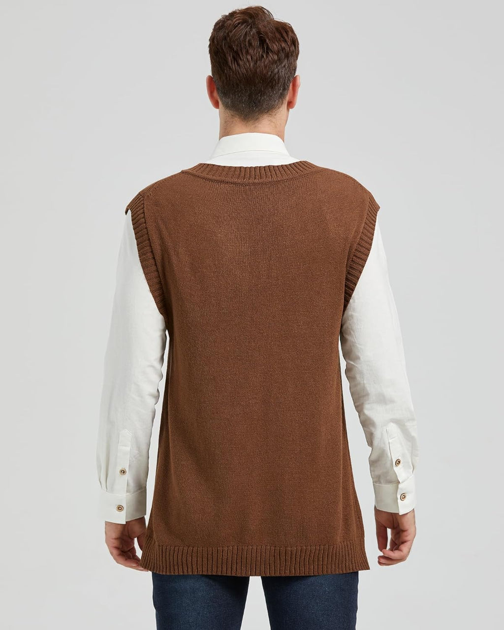 CALSUZ Men's Vest Knitted V Neck Sleeveless Pullover Sweaters