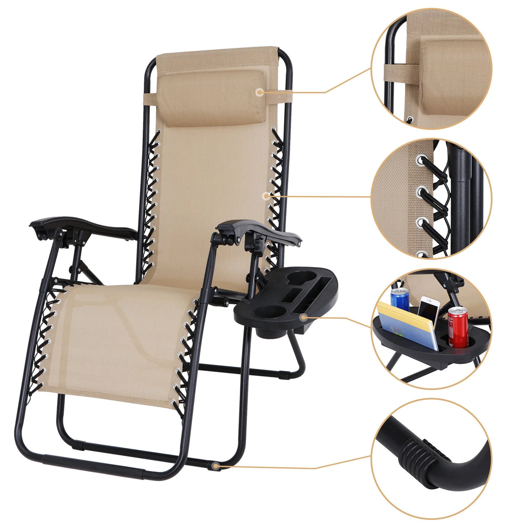 2026 HomGarden 2 Pack Steel Zero-Gravity Chair - Beige