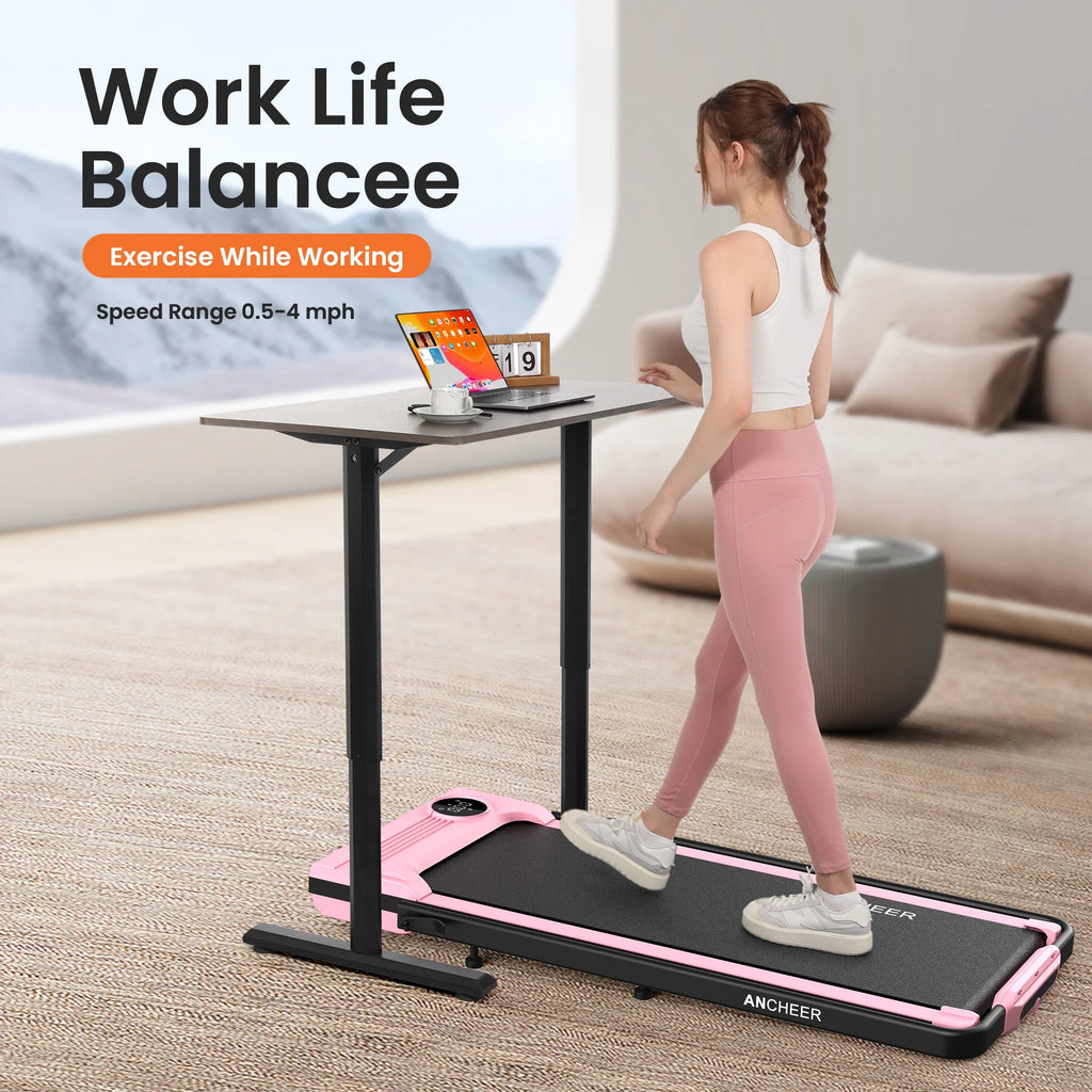 2026 ANCHEER Portable Folding Walking Pad 300lb, 7.5 MPH Under Desk Treadmill with Remote Control & LED Display,2 in 1 Walking Pad Treadmill for Home/Office/Exercise(Pink)