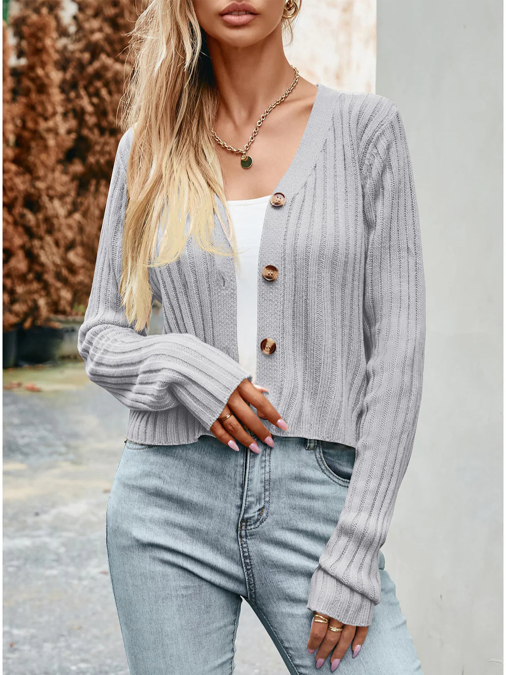 2026 Ribbed Button Cardigan