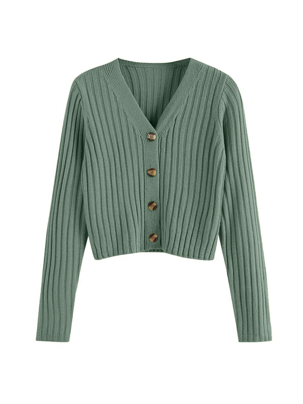 2026 Ribbed Button Cardigan