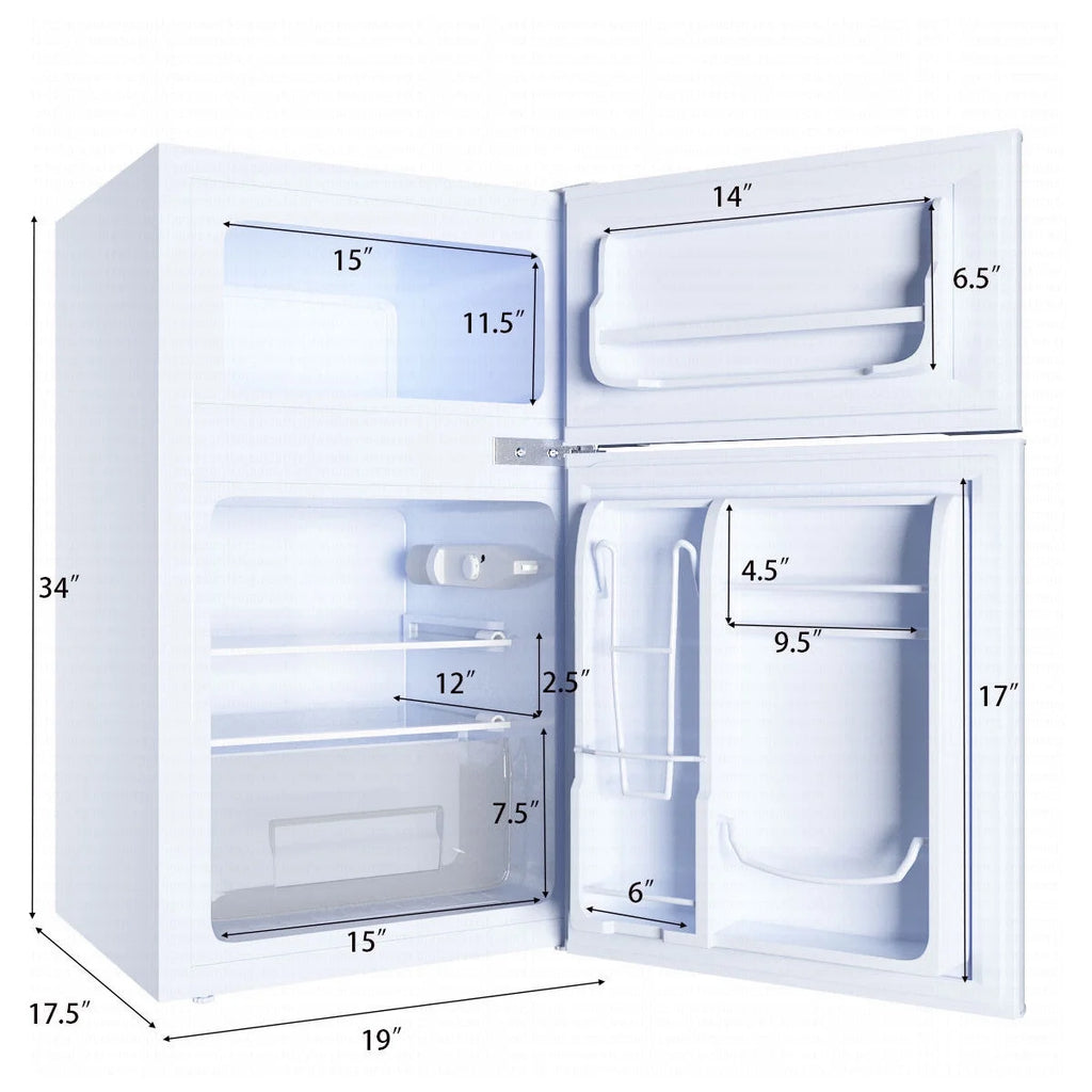 2026 Costway Refrigerator Small Freezer Cooler Fridge Compact 3.2 cu ft. Unit, Grey