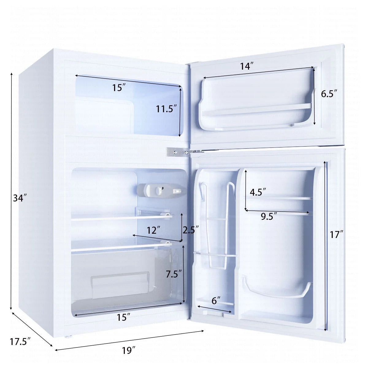 2026 Costway Refrigerator Small Freezer Cooler Fridge Compact 3.2 cu ft. Unit, Grey