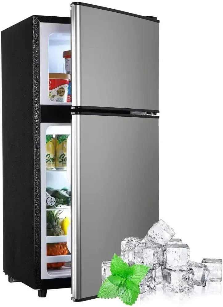 2026 Apartment-sized refrigerator, 3.5 cubic feet (approx. 99 liters) usable capacity, small refrigerator with freezer compartment, suitable for houses and apartments, freestanding