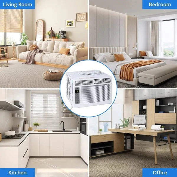 2026 Window air conditioner with reusable filter and controls, 6000 BTU, 115 V~, suitable for rooms up to 250 square feet