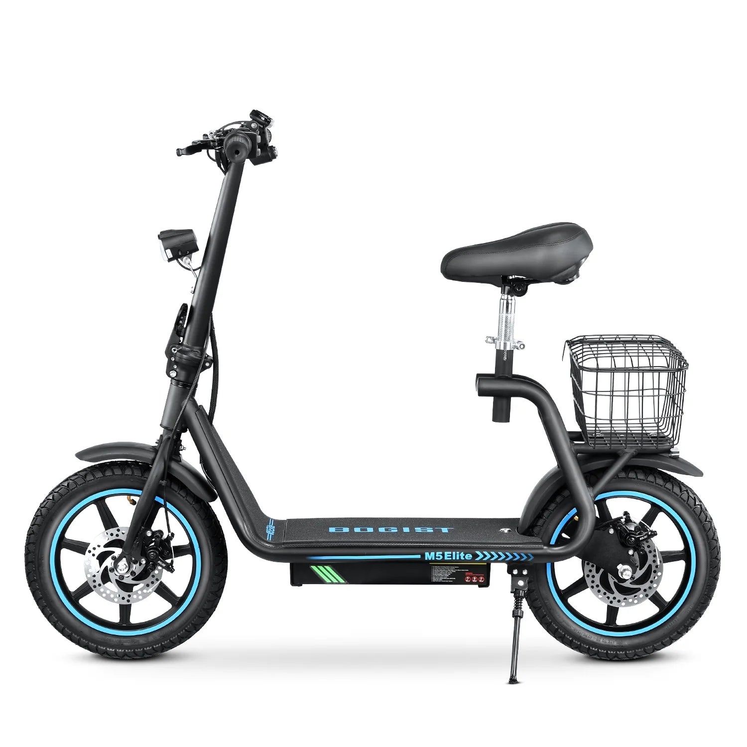 2026 BOGIST Electric Scooter for Adults with Seat, 500W Motor(Peak 800W), 25mph, 45km Range, 48V 13Ah, Electric Bicycle with Basket, BOGIST M5 Elite,Blue
