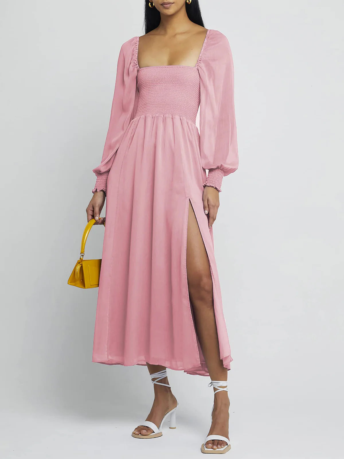 2026 Puffy High-Waisted Floral Dress