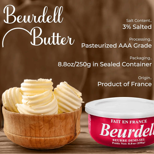 2026 Beurdell Canned French Butter �C 100% Natural Salted Pasteurized Real Butter | Long Shelf Life Emergency Survival Food | Great for Cooking, Baking, RV & Camping | Pull Top Lid | Pack of 24 | France