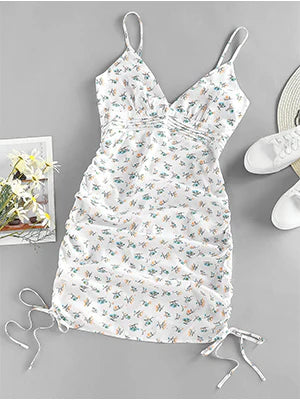 2026 Ruffled Pleated Floral Dress