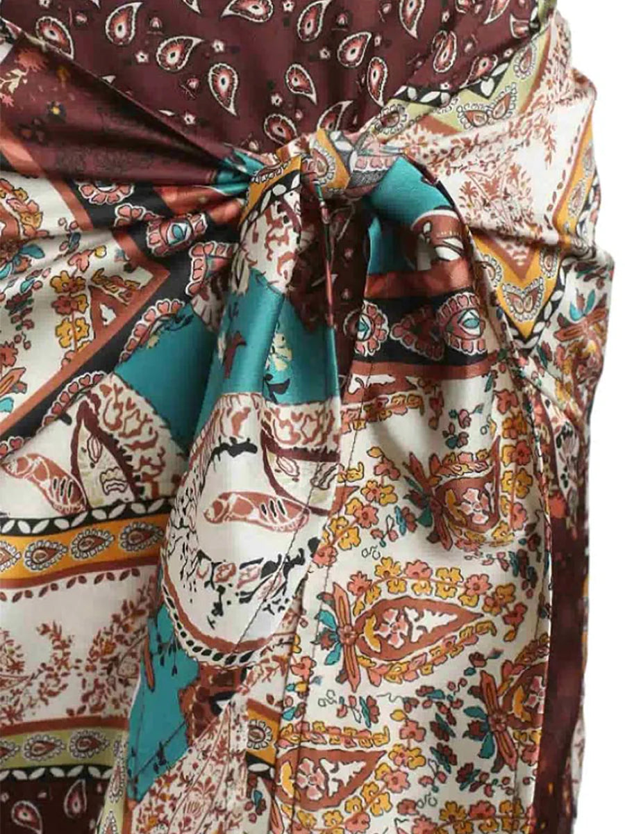 2026 Bohemian High Waisted Bustle Skirt