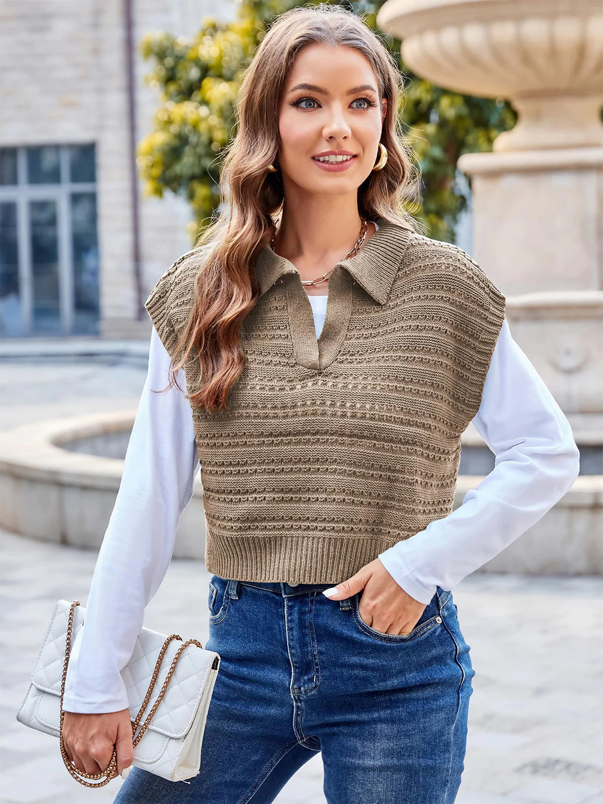 2026 Polo Sleeveless V-Neck Knit Sweater