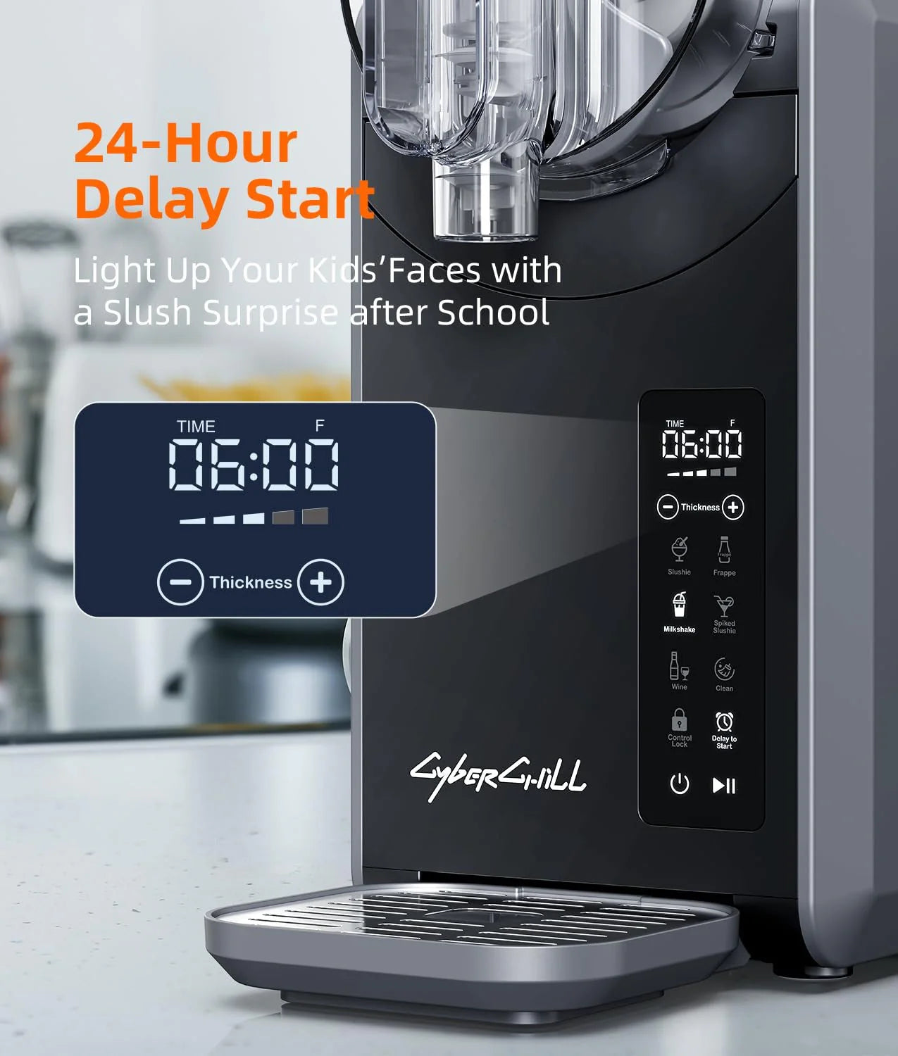 2026 Slushie Machine,24-Hour Delay Start&Cold Retention, 68 oz Slushy Machine with Self-Cleaning Function, Frozen Drink Maker with 5 Preset Programs,Frozen Margaritas, Frappés, and More