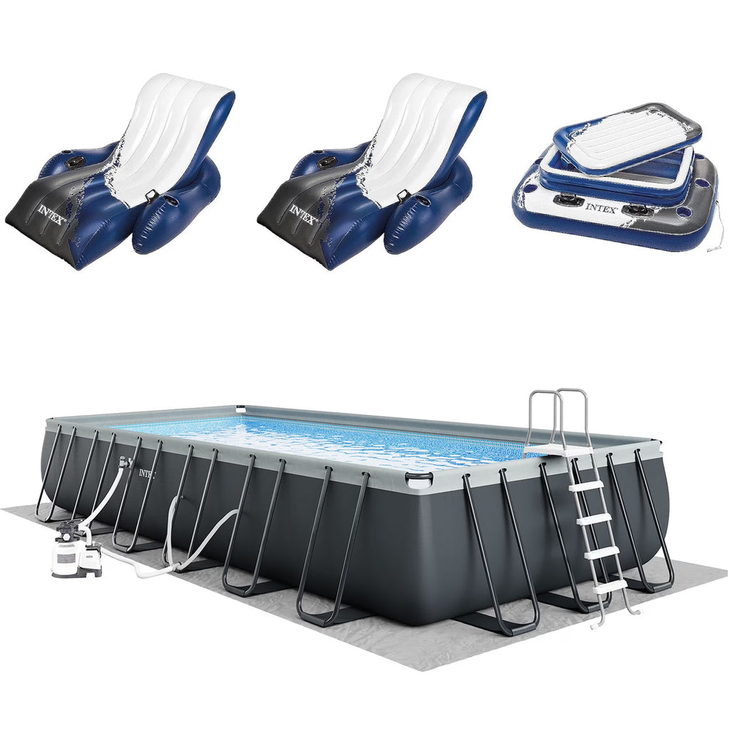 2026 INTEX 24ft x 12ft x 52in Ultra XTR Above Ground Pool, Floats (2 Pack), & Inflatable Cooler