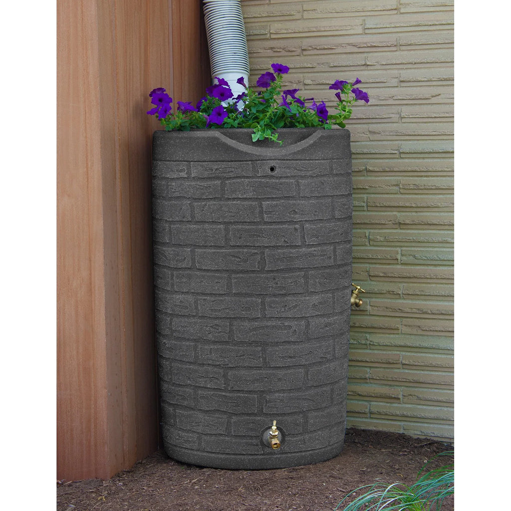 2026 Good Ideas IMP-D50-DAR Impressions Downton Rain Saver Rain Barrel, 50 Gallon, Dark Granite