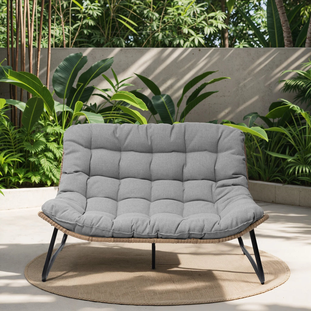 2026 Crestlive Products Patio Loveseat, All-Weather Rattan Large Furniture with Soft Cushions, Outdoor Loveseat for Balcony, Poolside, Backyard (Beige)