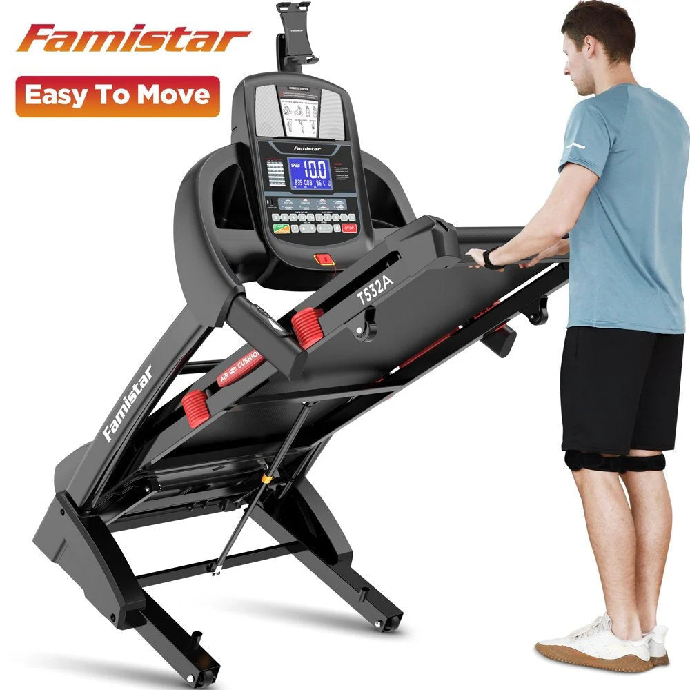 2026 Famistar Folding Treadmill for Home with 15 Levels Auto Incline, 300LB Capcity, 10MPH Fast Speed Controls