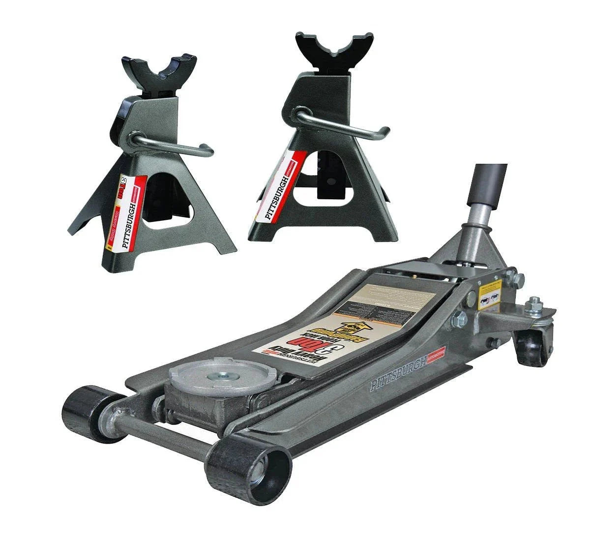 2026 2025 Pittsburgh 3-Ton Flat Jack and Axle Stand Set with Quick Pump and Rapid Lift Function
