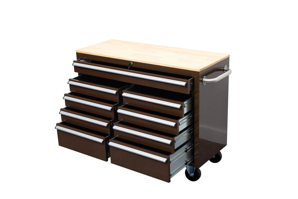 46" Rolling Tool Workbench – Heavy-Duty Mobile Storage Cabinet with 9 Drawers