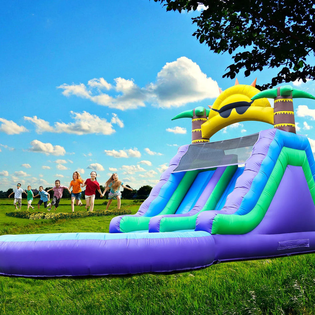2026 Relunch 26FT Inflatable Double Water Slide for Kids & Adults, PVC Inflatable Water Park with Blower, Giant Splash Pool for Backyard & Outdoor Fun, 26'L x 12'W x 14'H