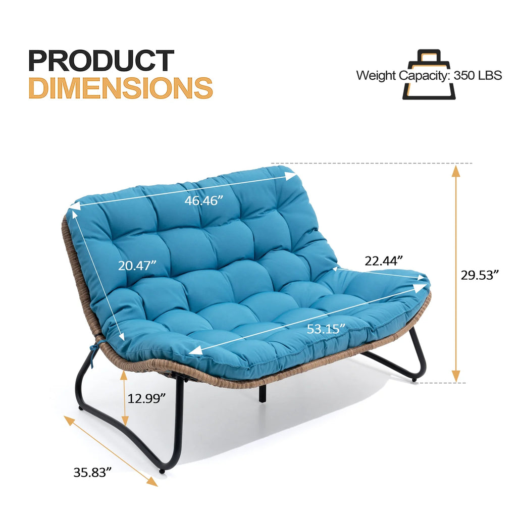 2026 Crestlive Products Patio Loveseat, All-Weather Rattan Large Furniture with Soft Cushions, Outdoor Loveseat for Balcony, Poolside, Backyard (Beige)