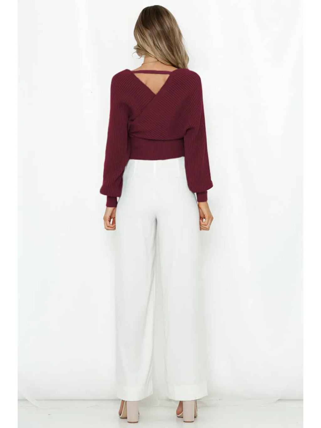 2026 Wrap V-Neck Knit Chunky Sweater