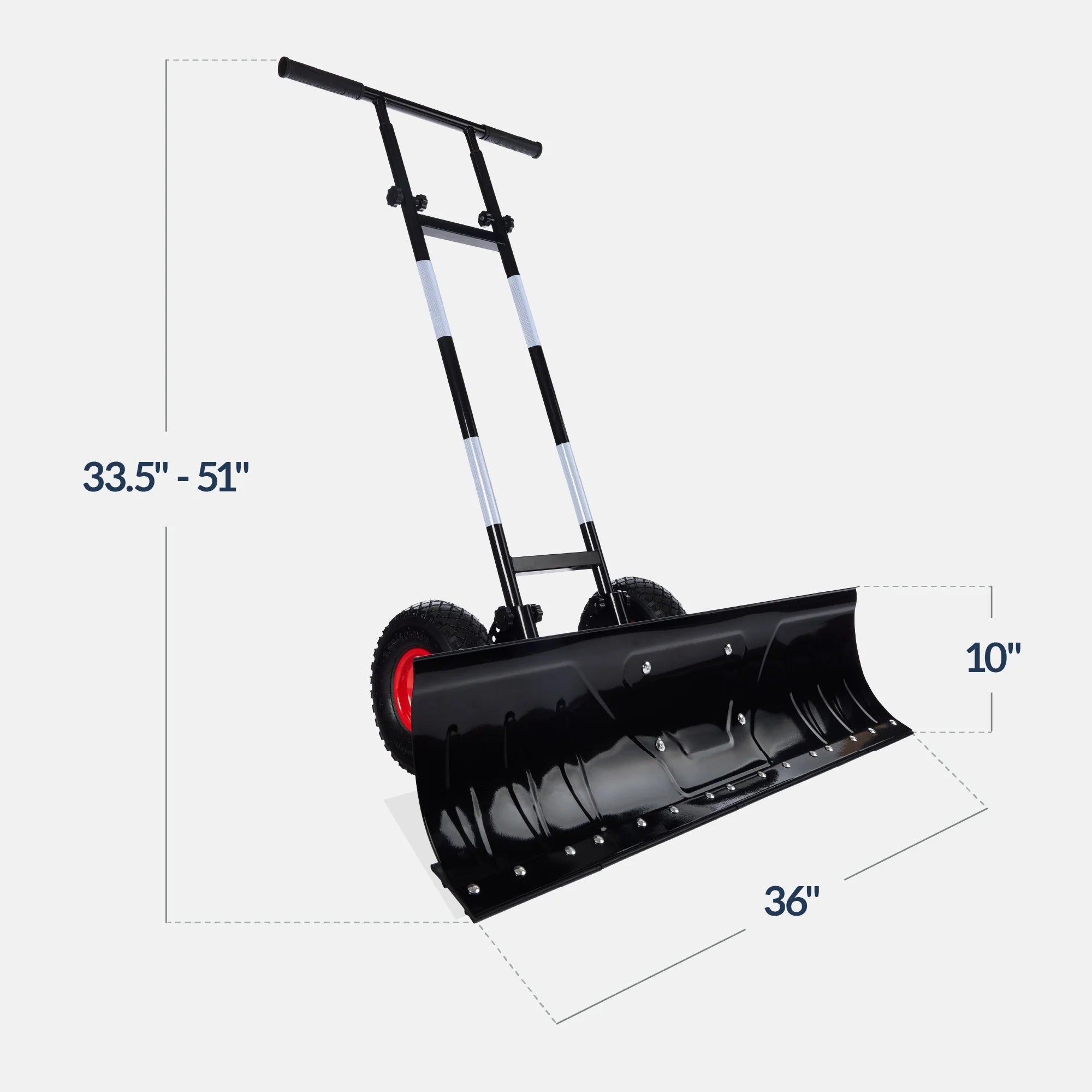 2026 Best Choice Products 36in Galvanized Blade Hand Snow Pusher w/ 2 Wheels, Adjustable Handle, Blade Angle - Black
