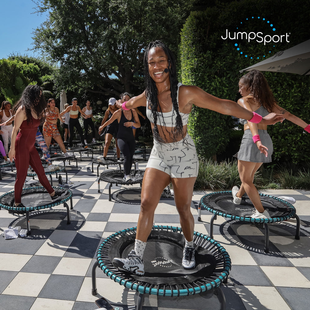 2026 JumpSport 350 Pro Fitness 39" Cardio Workout Indoor Trampoline, Teal/Black