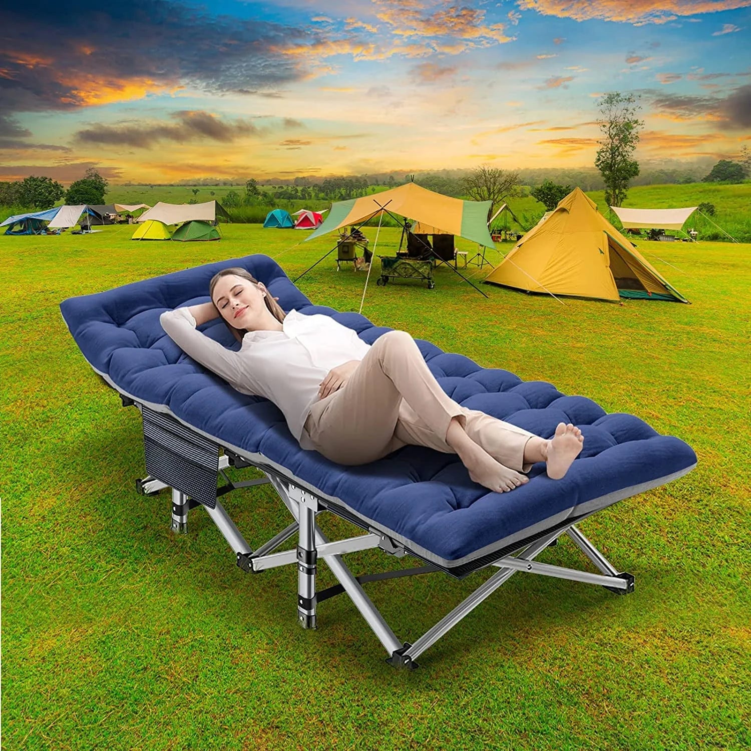 2026 Slsy 2 Pack Folding Bed Cot with 3.3 Inch 2 Sided Mattress, 75"* 28" Folding Camping Cots with Carry Bag, Portable Sleeping Cot Guest Bed