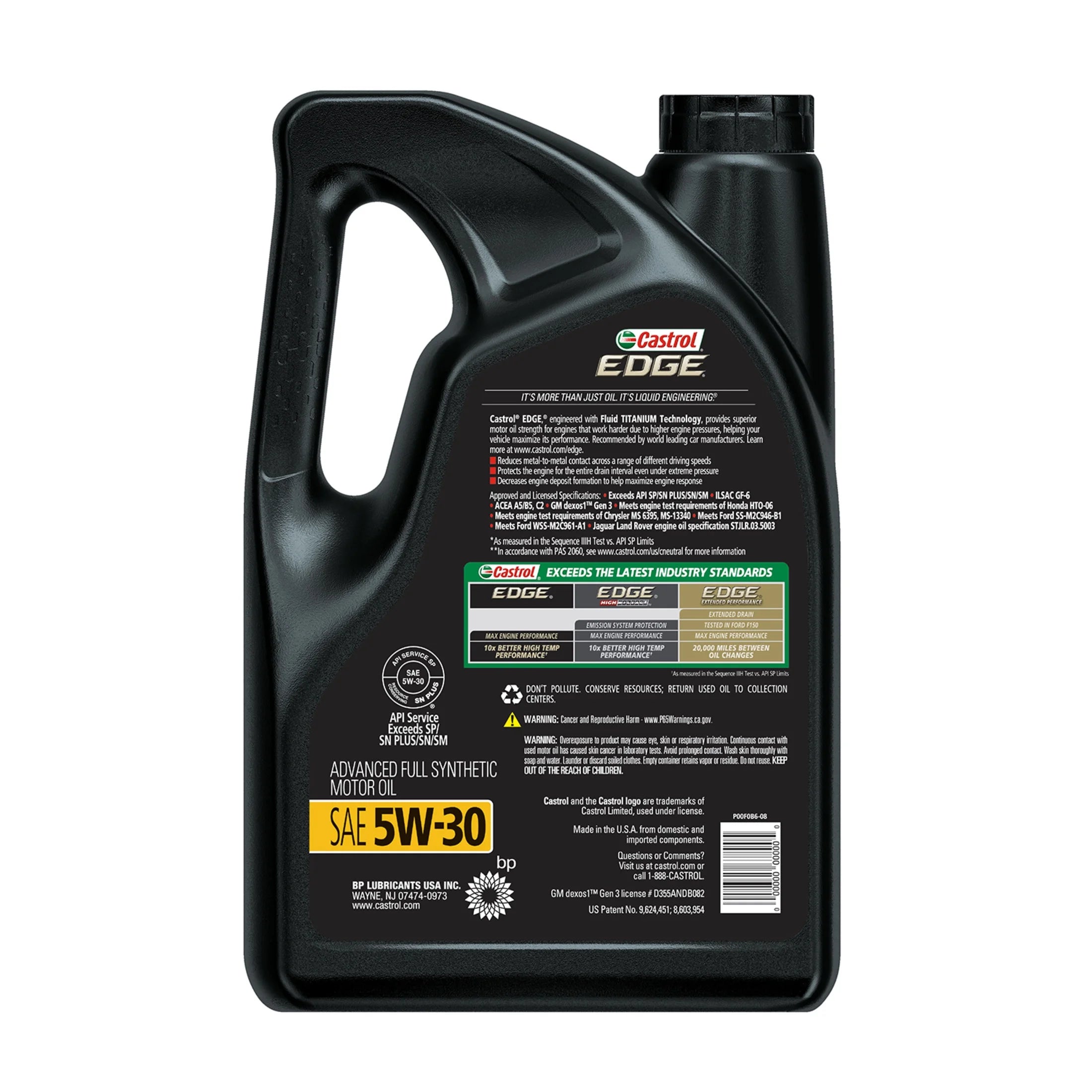 2026 Castrol EDGE 5W-30 Advanced Full Synthetic Motor Oil, 5 Quarts, Case of 3