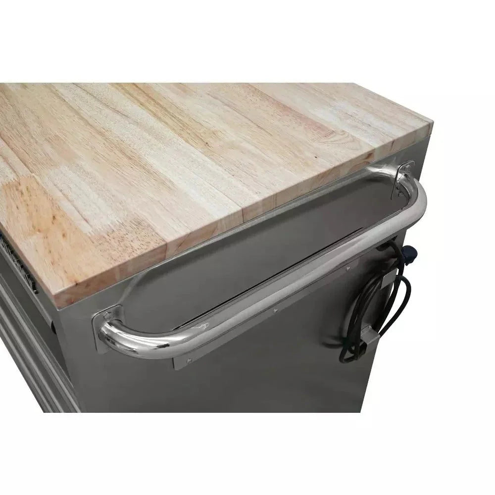 2026 72 in. 18-Drawer 24 in. D Mobile Workbench with Solid Wood Top Stainless Steel