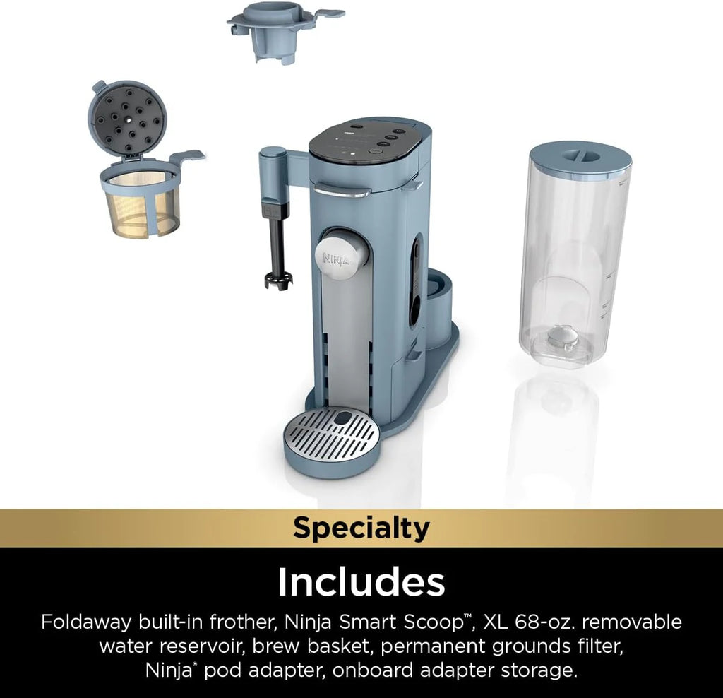 2026 Ninja Pods & Grounds Single-Serve Coffee Maker, K-Cup Pod Compatible, Brews Grounds, Compact Design, 56-oz. Reservoir, 6-oz. Cup to 24-oz. Travel Mug Brew Sizes, Iced Coffee Maker, Stone, PB041ST