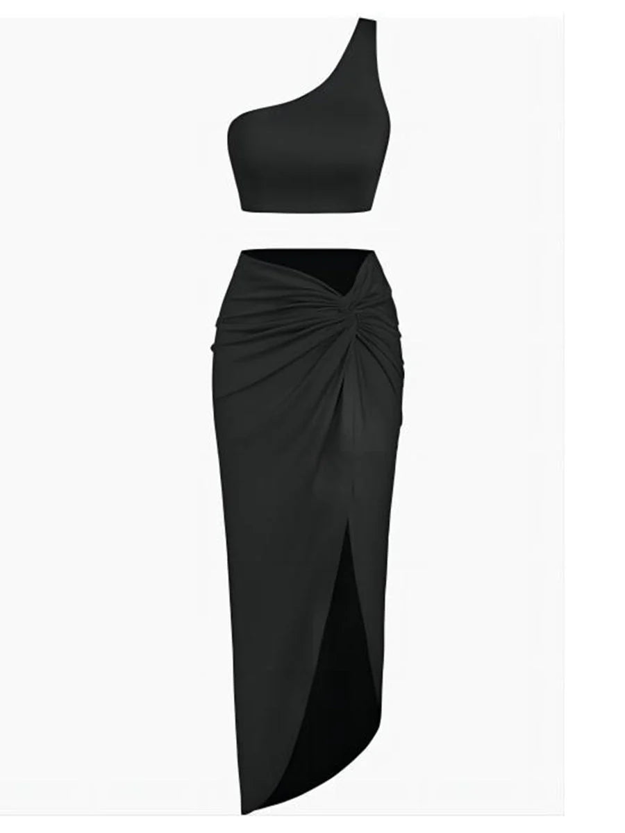 2026 High-Slit Twist Skirt Dress Set