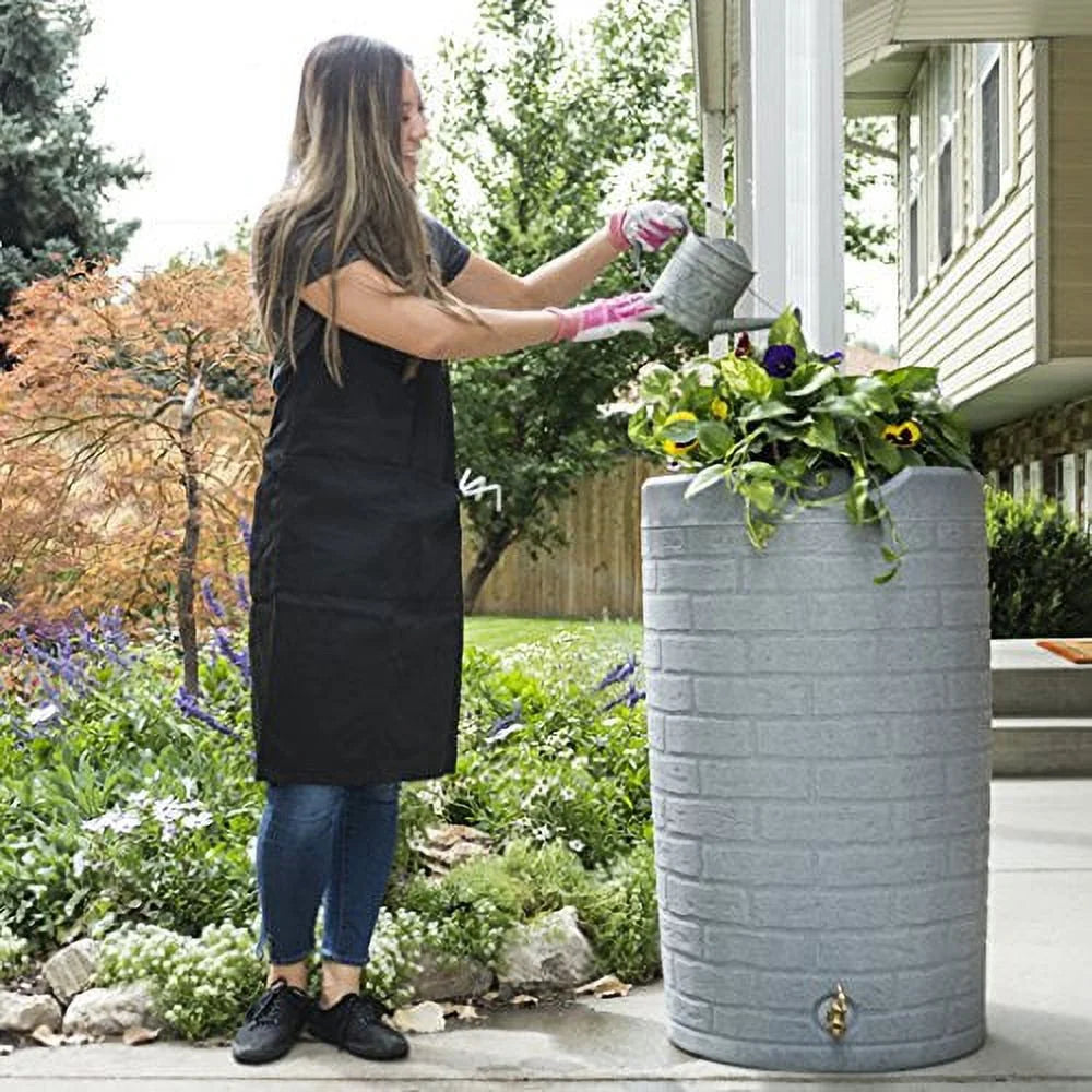2026 Good Ideas IMP-D50-DAR Impressions Downton Rain Saver Rain Barrel, 50 Gallon, Dark Granite