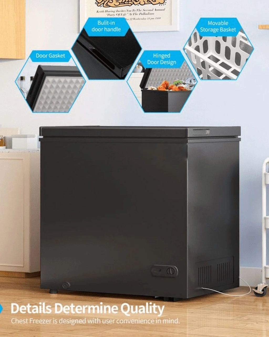 2026 DISHUP 10.0 Cu.Ft Chest Freezer, Deep Freezer with Removable Basket, Adjustable Temperature, for Home/Office/Garage/Bar